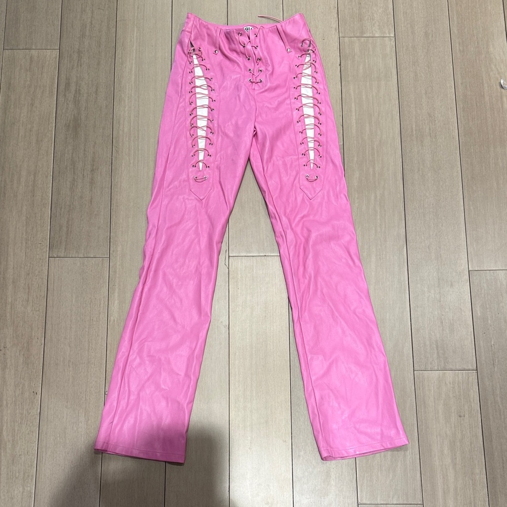 Women’s Pink Lace-Up Boot Cut Pants